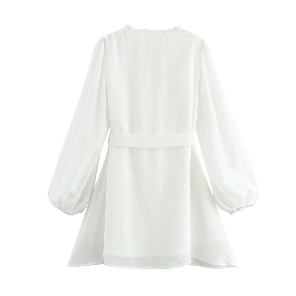 Dam A-Line Kjol V-ringning Volanger Högkvalitativt Tyg-5