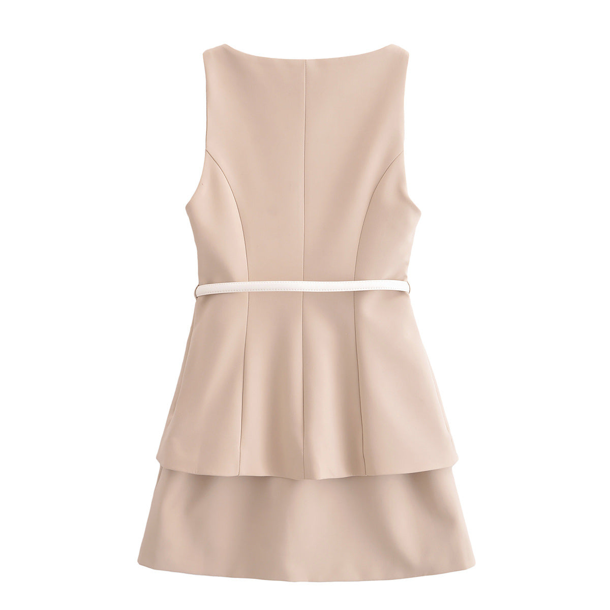 Dam Klänning Kort Bältesdesign Polyester Elegant Sommaroutfit-3