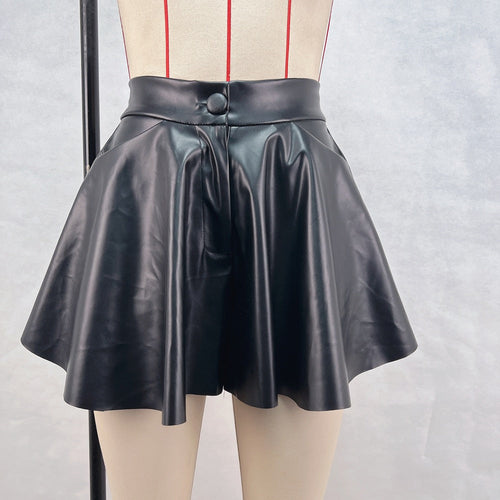 Dam Shorts Hög Midja PU Rockig Stil-1