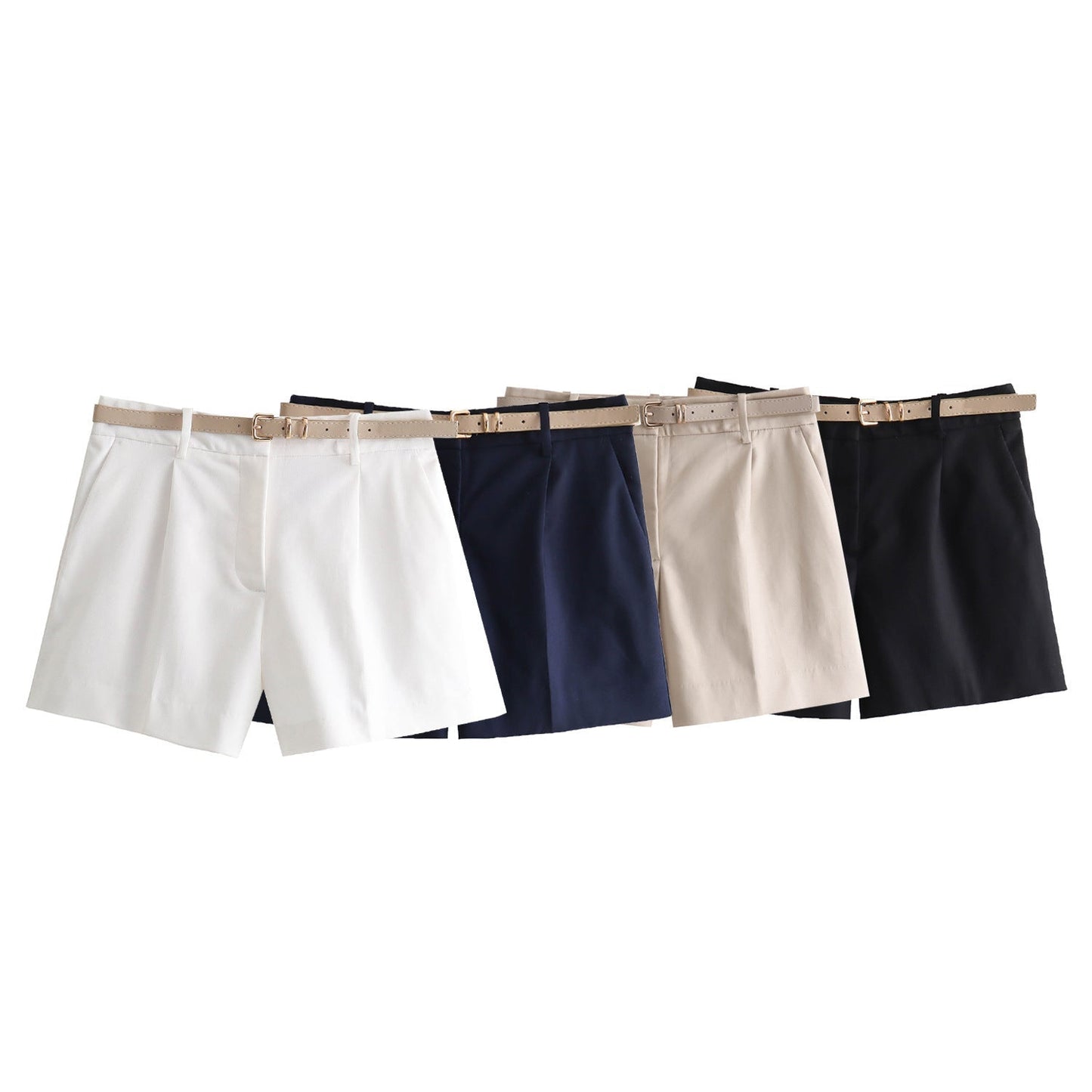 Dam Shorts Hög Midja Lätt Polyester Casual-2