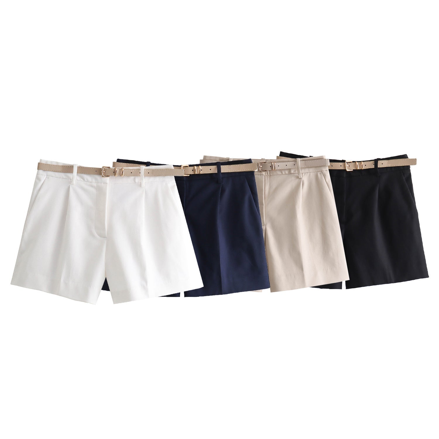 Dam Shorts Hög Midja Lätt Polyester Casual-2