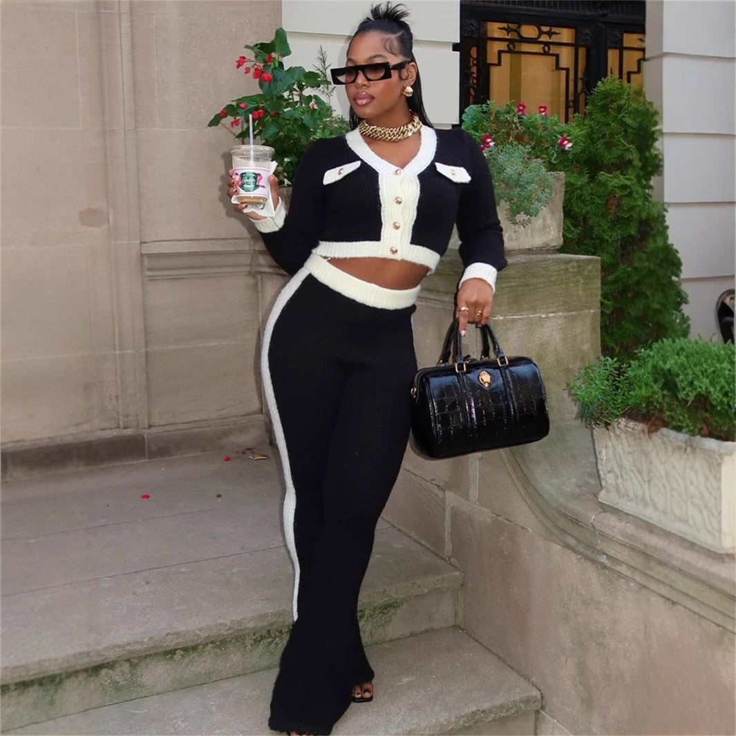 Dam Byxdress Avslappnad Stil Färgblockering Polyester-2