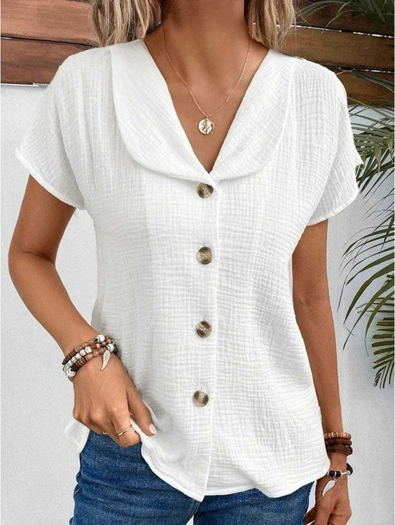 Dam Sommarblus Lätt Tyg Chic Design-1