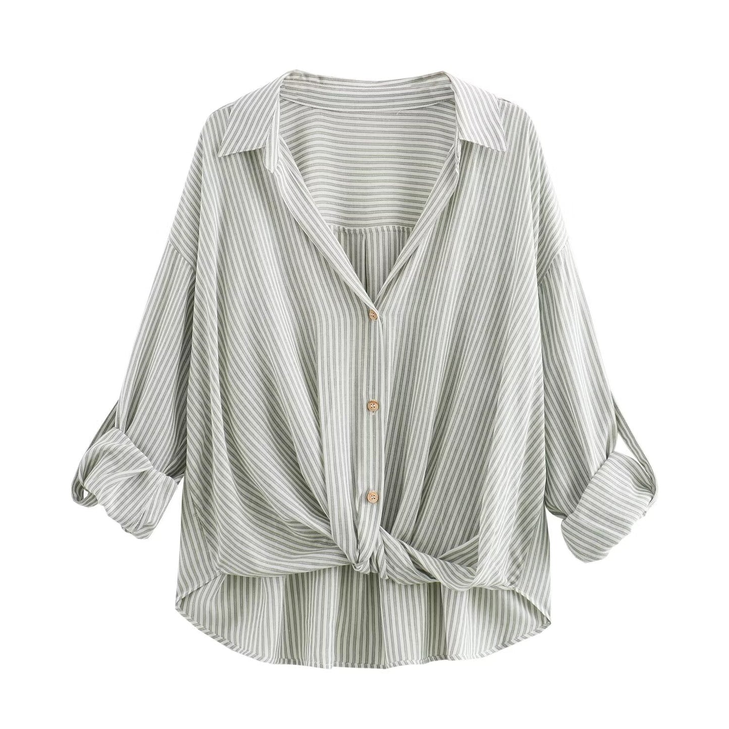 Vit Blus Dam Långärmad Med Vänd Krage Polyester-1