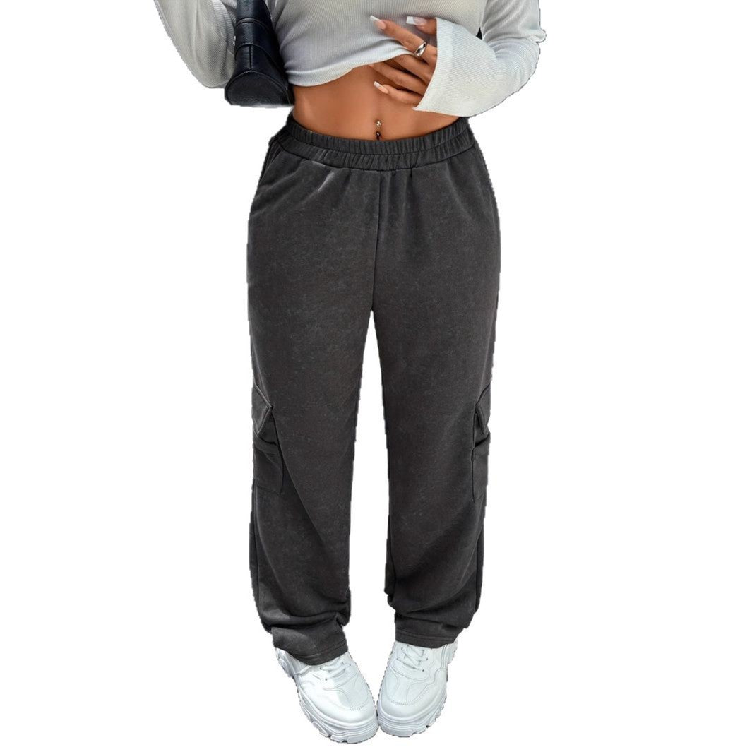 Fritidsbyxor Dam med Bred Snitt och Elastiskt Midjeband - Andningsbart Material för Sport och Avkoppling 6