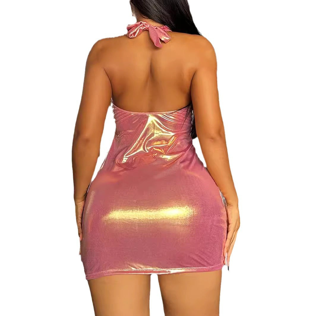Kvinnors Glittrig Miniklänning i Slitstark Polyester för Fester-5