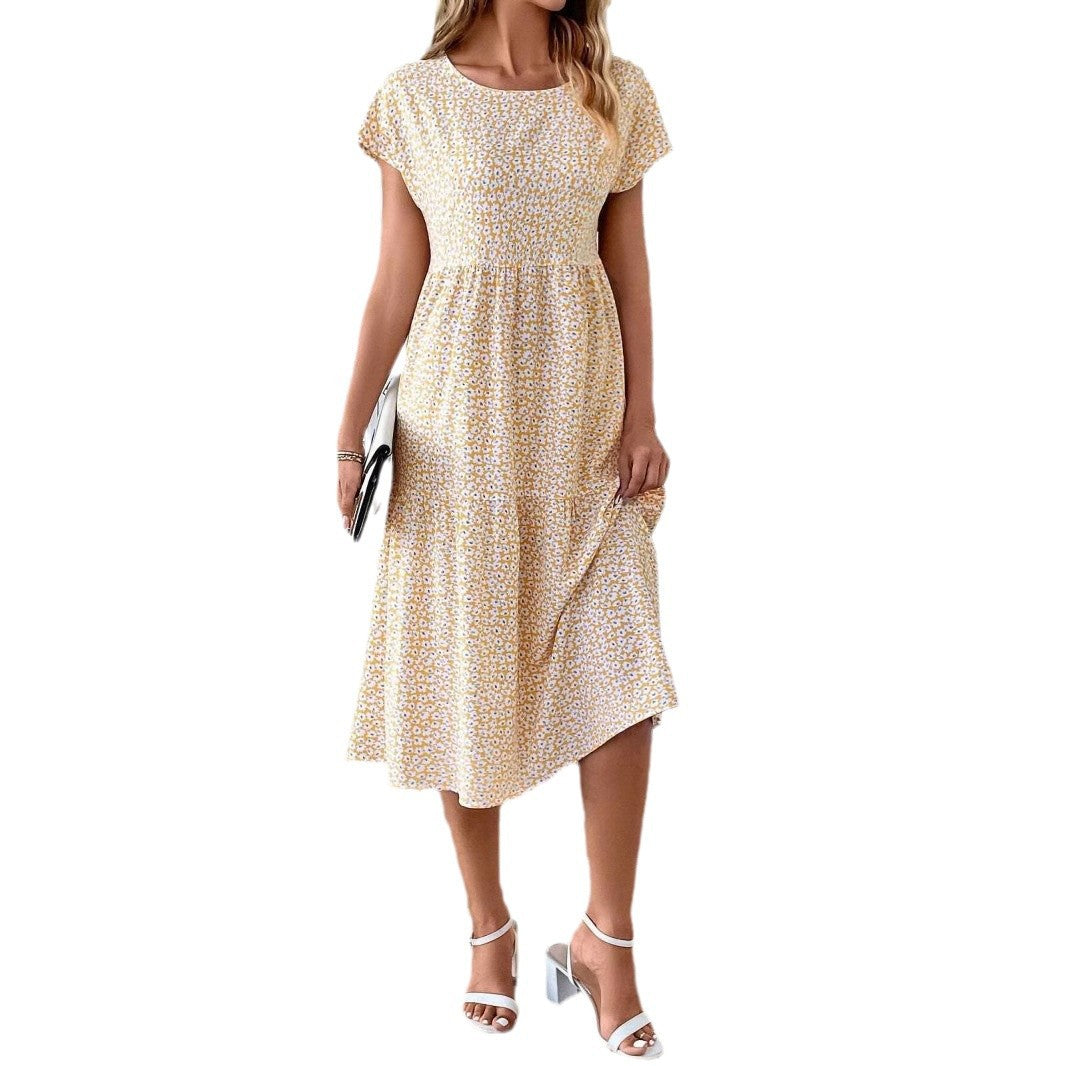 Dam Maxiklänning Blommig Ruffle Hem Polyester för Sommar-3