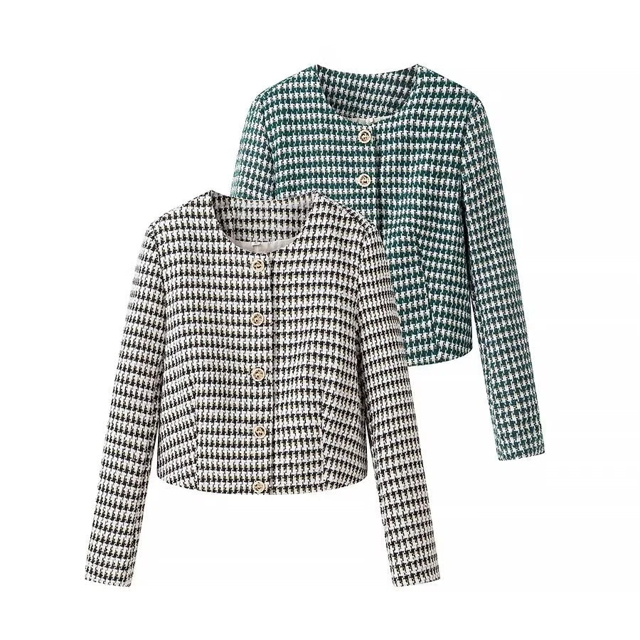 Kvinnors Blazer Klassisk Bomull med Knappdetaljer-2