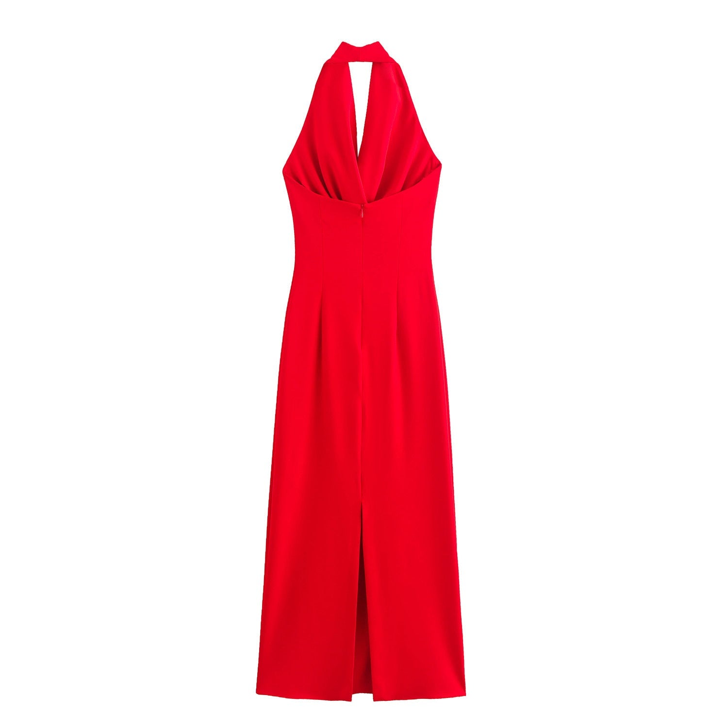 Kvinnor Lång Klänning A-Line Halterneck Polyester-3