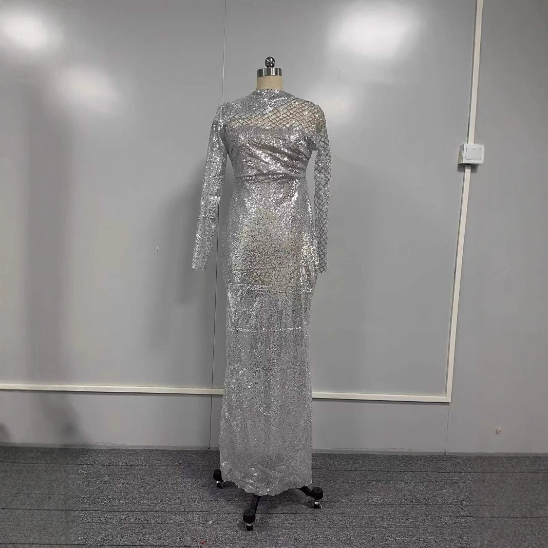 Fina Dam Klänningar Slim Fit Lång Kjol Halvhög Krage-5