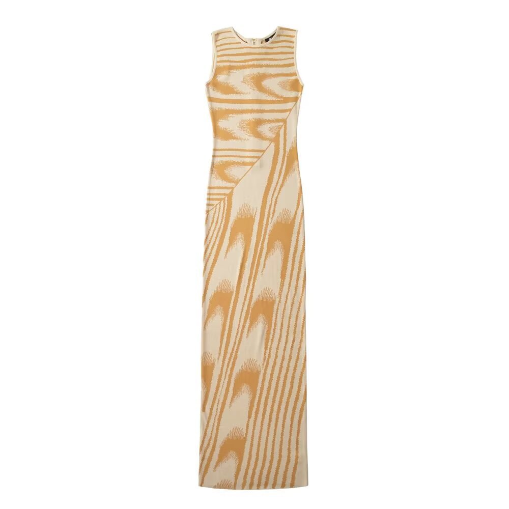 Damklänning Bodycon Jacquard Lång Ärmlös-1