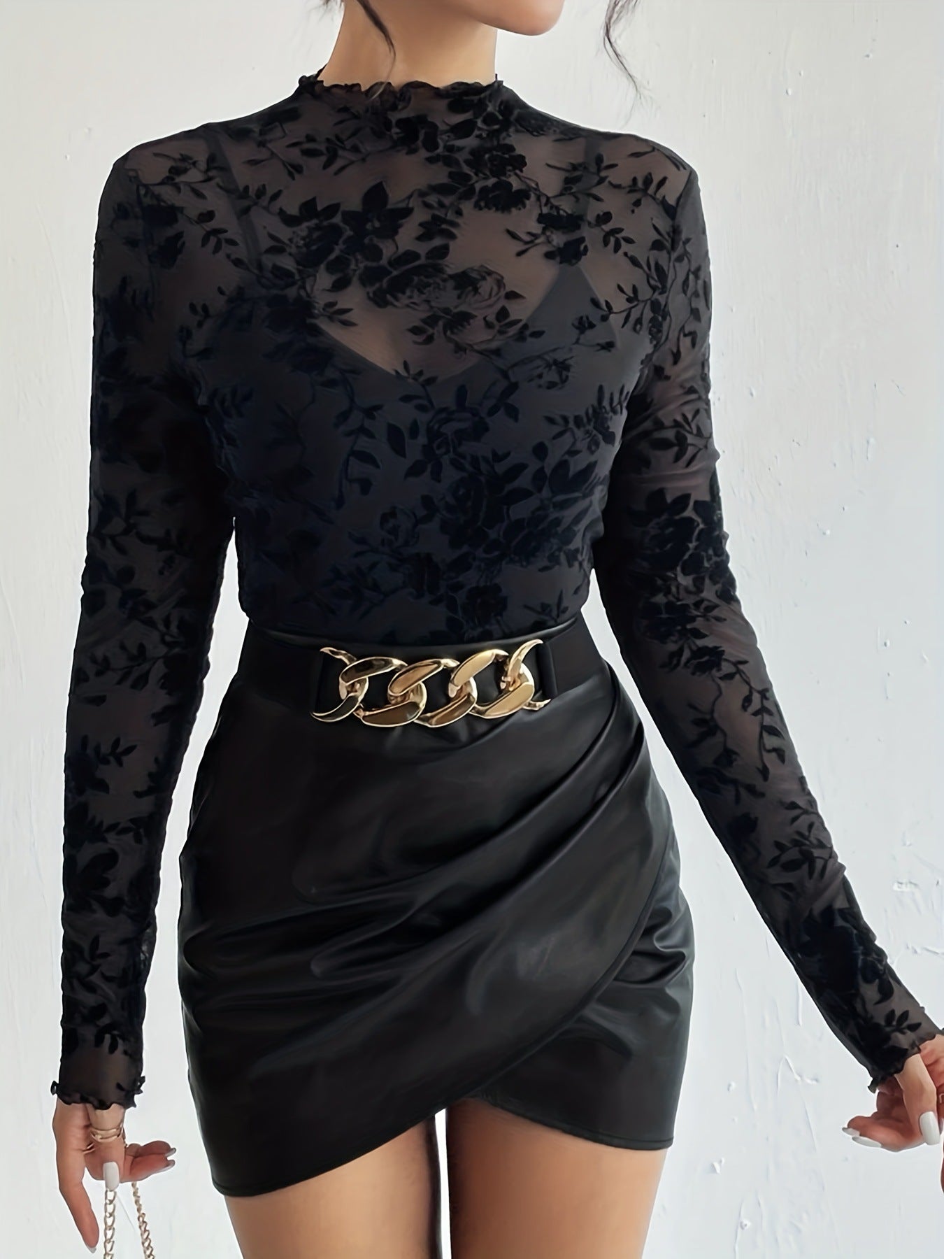 Variant image for Dam Mesh Undertröja Slim Fit med Ståkrage-1