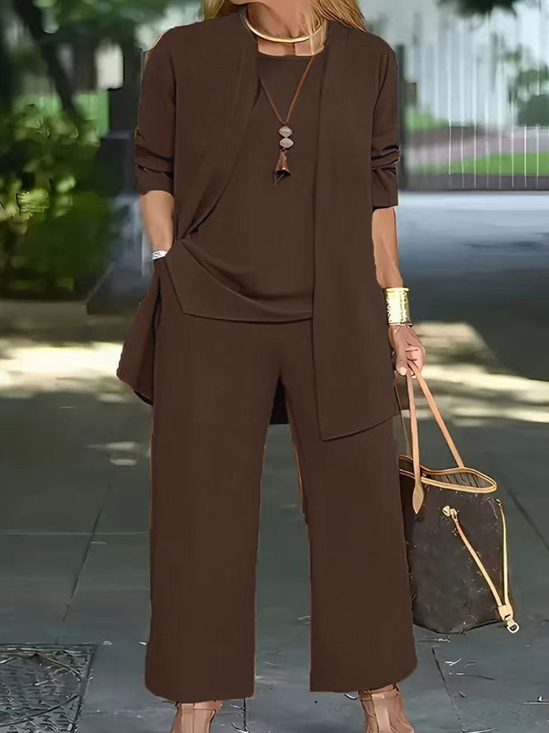 Dam Långärmad Kofta Väst Polyester Avslappnad Stil-6