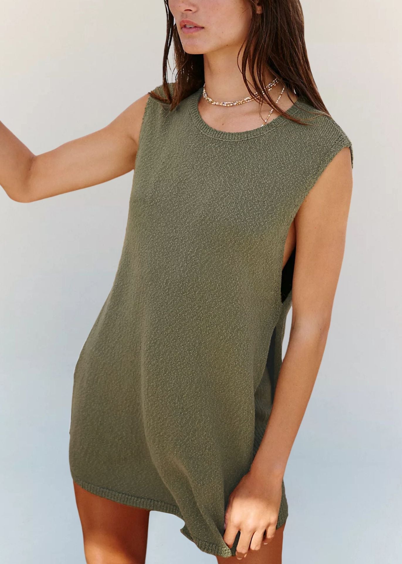 Casual Set för Dam med Liten Vest i Stickad Visosfiber – Lös Passform, Flera Färger, Perfekt för Avslappnade Tillfällen 10
