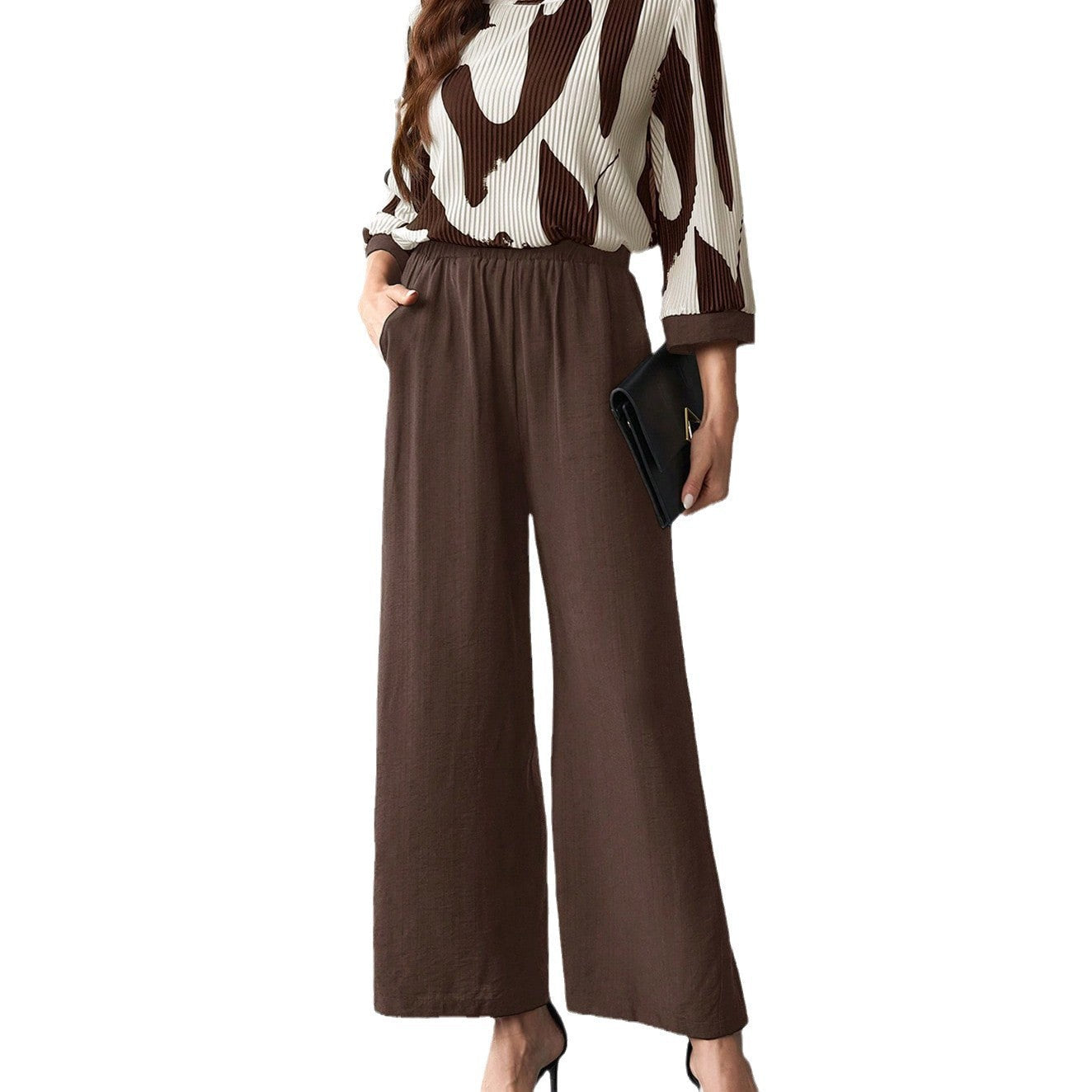 Snygga Byxor Dam Raka Ben Abstrakttryck Tautecord 10