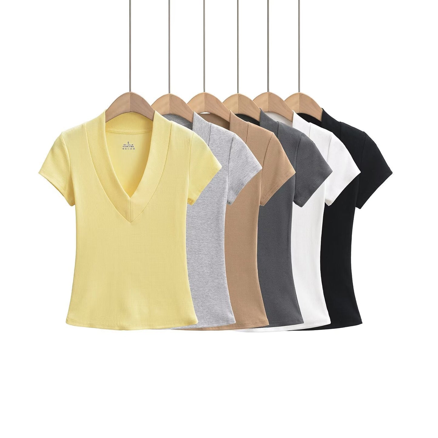 V-ringad Ribbad Topp för Dam i Bomullsmix – Perfekt Festtoppar och Vardagstopp 2