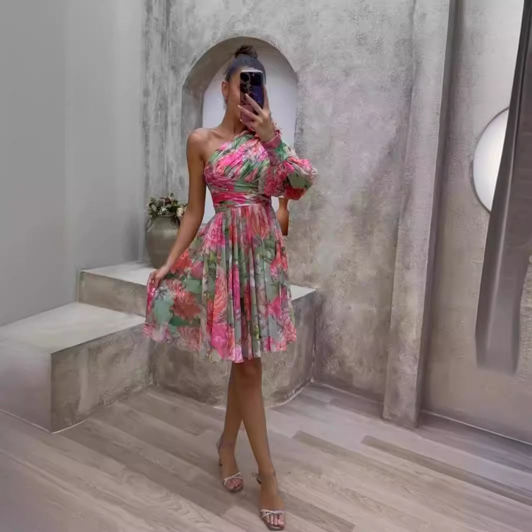 Dam Lång Kjol Asymmetrisk Chiffon Mid-Längd Elegant-5