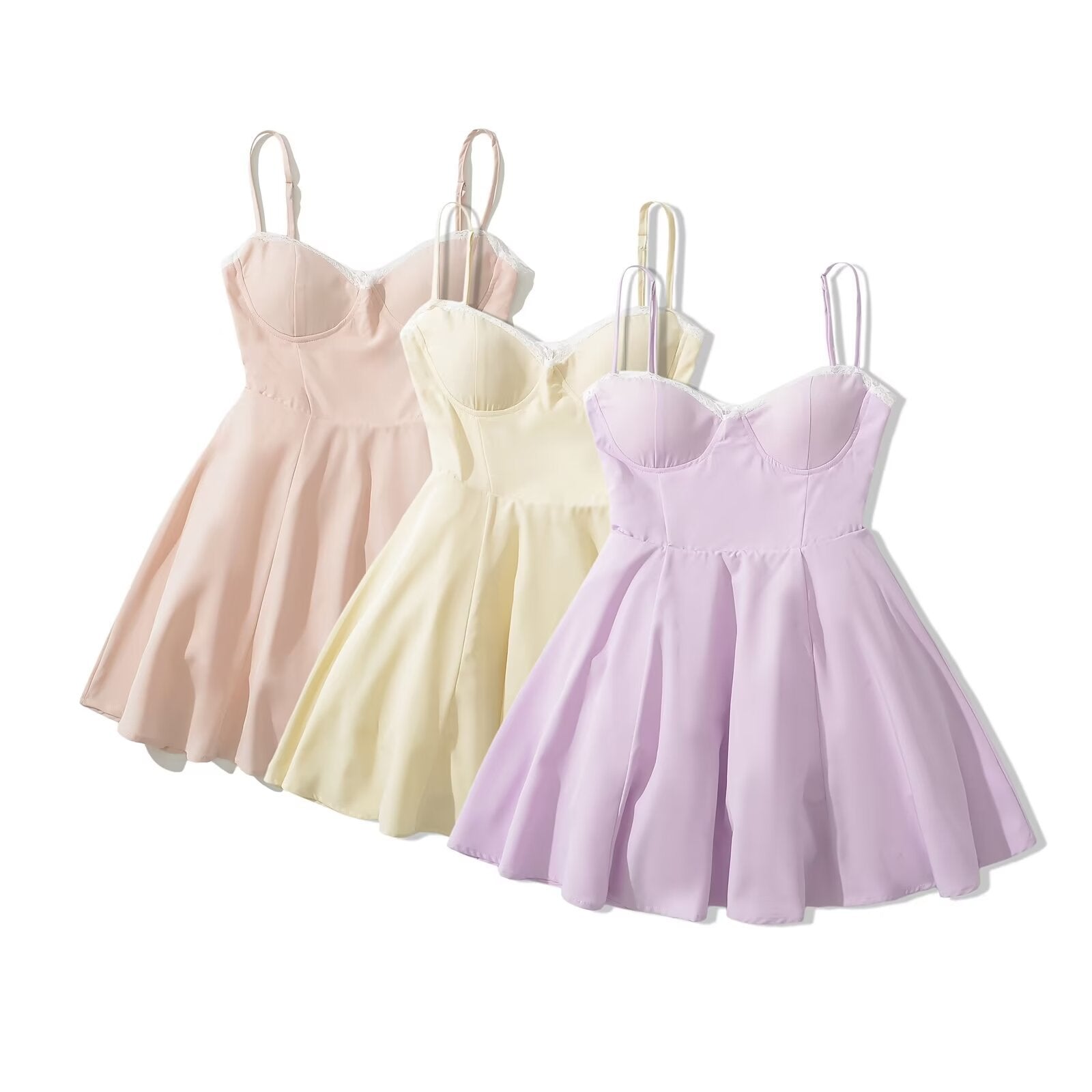 Kort Kvinna Klänning Spaghetti Band Polyester Sommarklänning-2