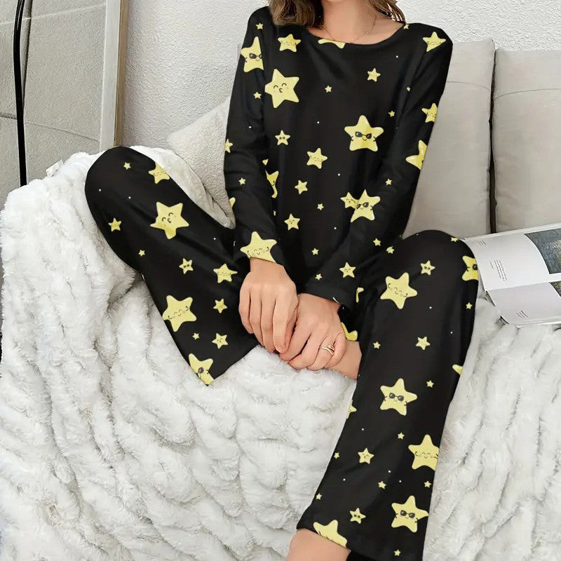 Dam Tvådelad Uppsättning Långärmad Casual Polyester 2