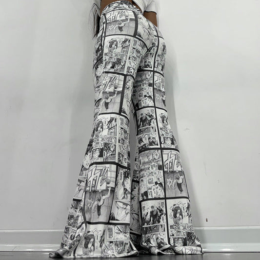 Dam Bred Byxa Komisk Design Högkvalitativt Material-1