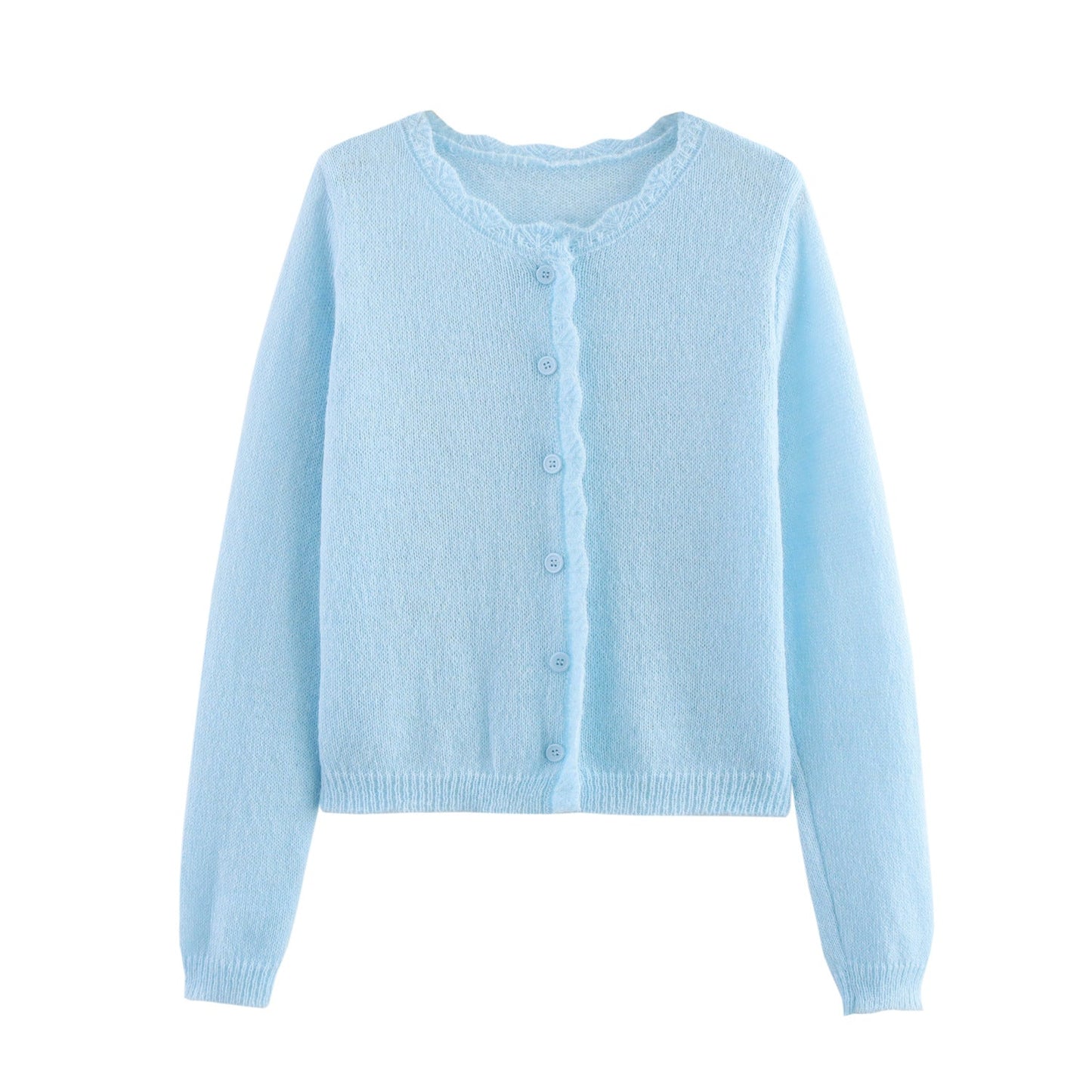 Kvinnors Cardigan Dekorativ Knappstängning Rüsch Detaljer Mjuk Tyg 5