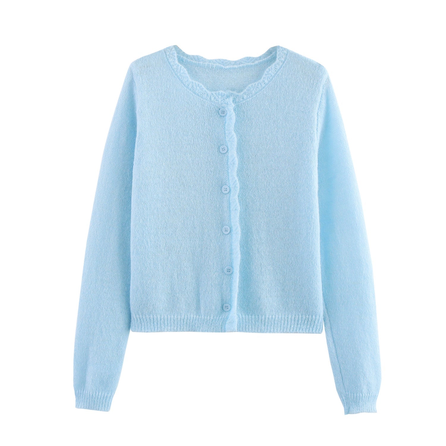 Kvinnors Cardigan Dekorativ Knappstängning Rüsch Detaljer Mjuk Tyg 5