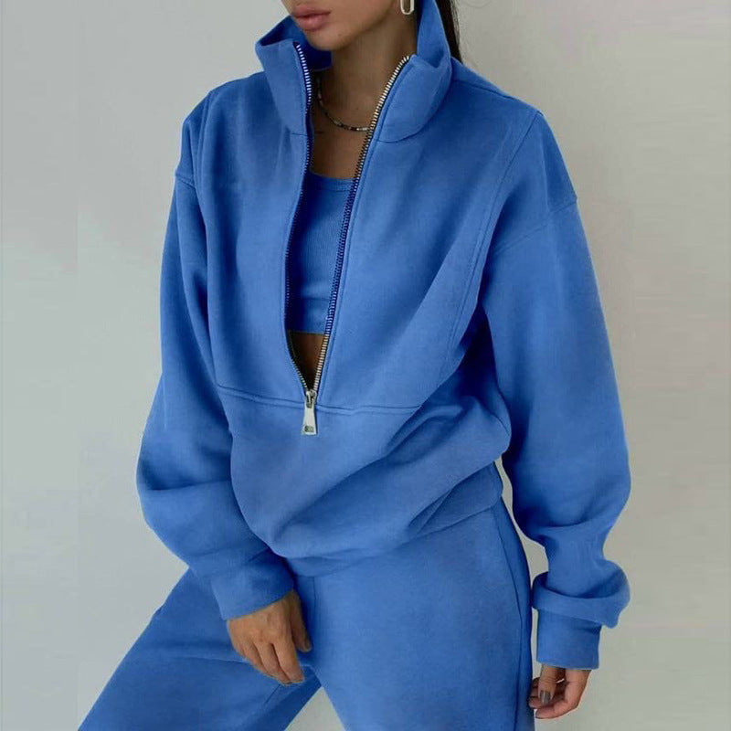 Variant image for Kvinnors Sport Set Fleece med Långa Ärmar och Dragkedja-7