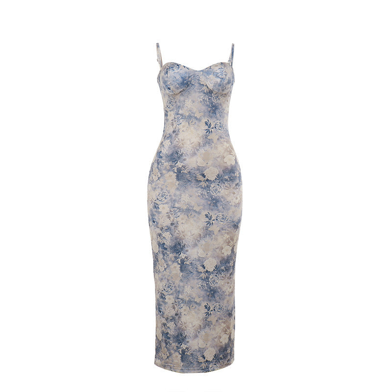 Dam Maxiklänning Blommig Bustier Justerbara Spaghettiband Polyester-6