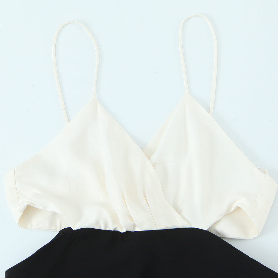 Dam Klänning Midi Spaghetti Band Patchwork Polyester-2