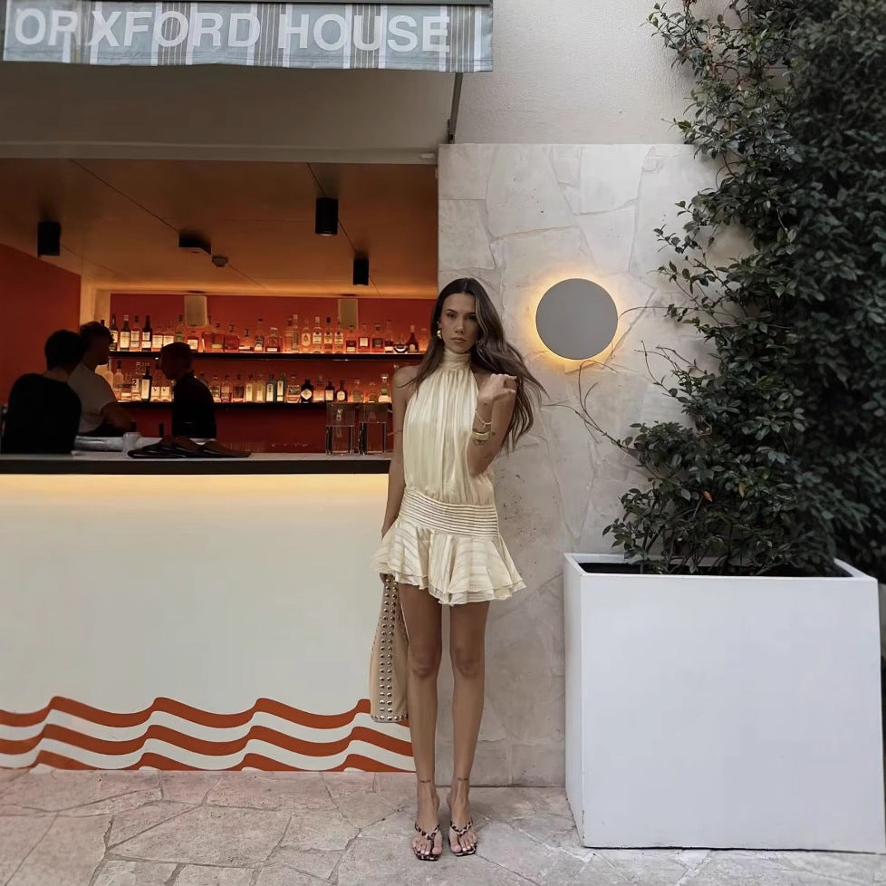 Kvinnors Mini Klänning Rufsad Design Lätt Tyg 2