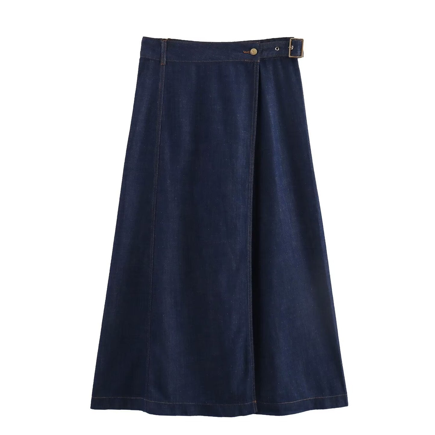 Dam Midi Kjol A-Linje Polyester med Bälte-1