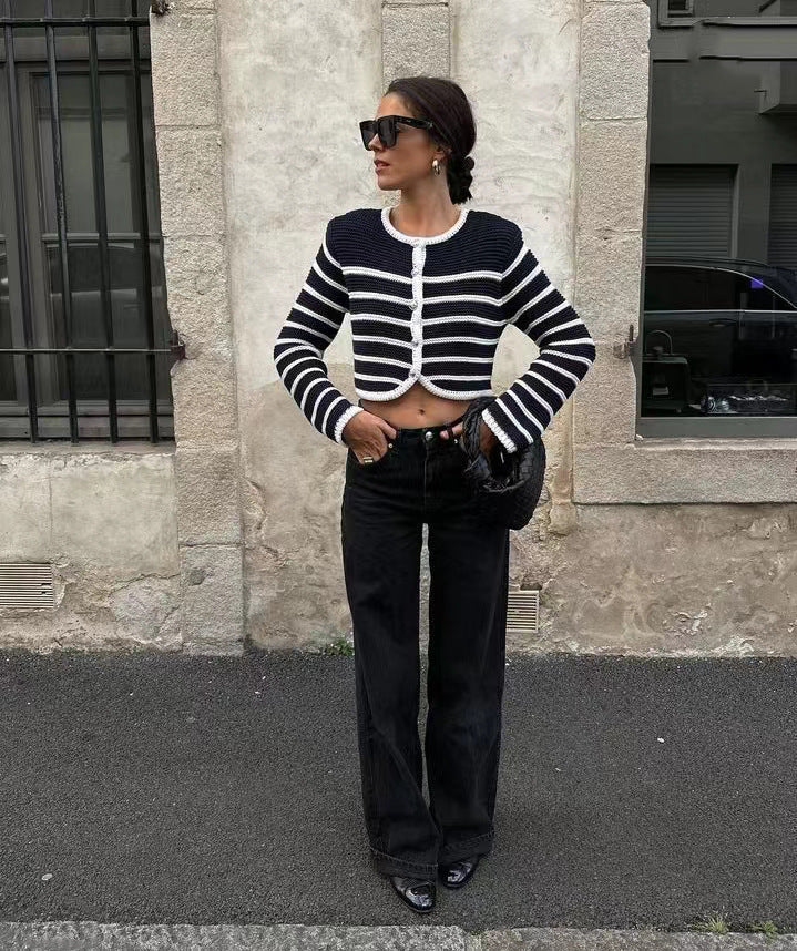 Dam Kofta Vintage Randig Spännbåge i Polyester – Tidlös Elegans och Bekväm Passform för Alla Tillfällen 5