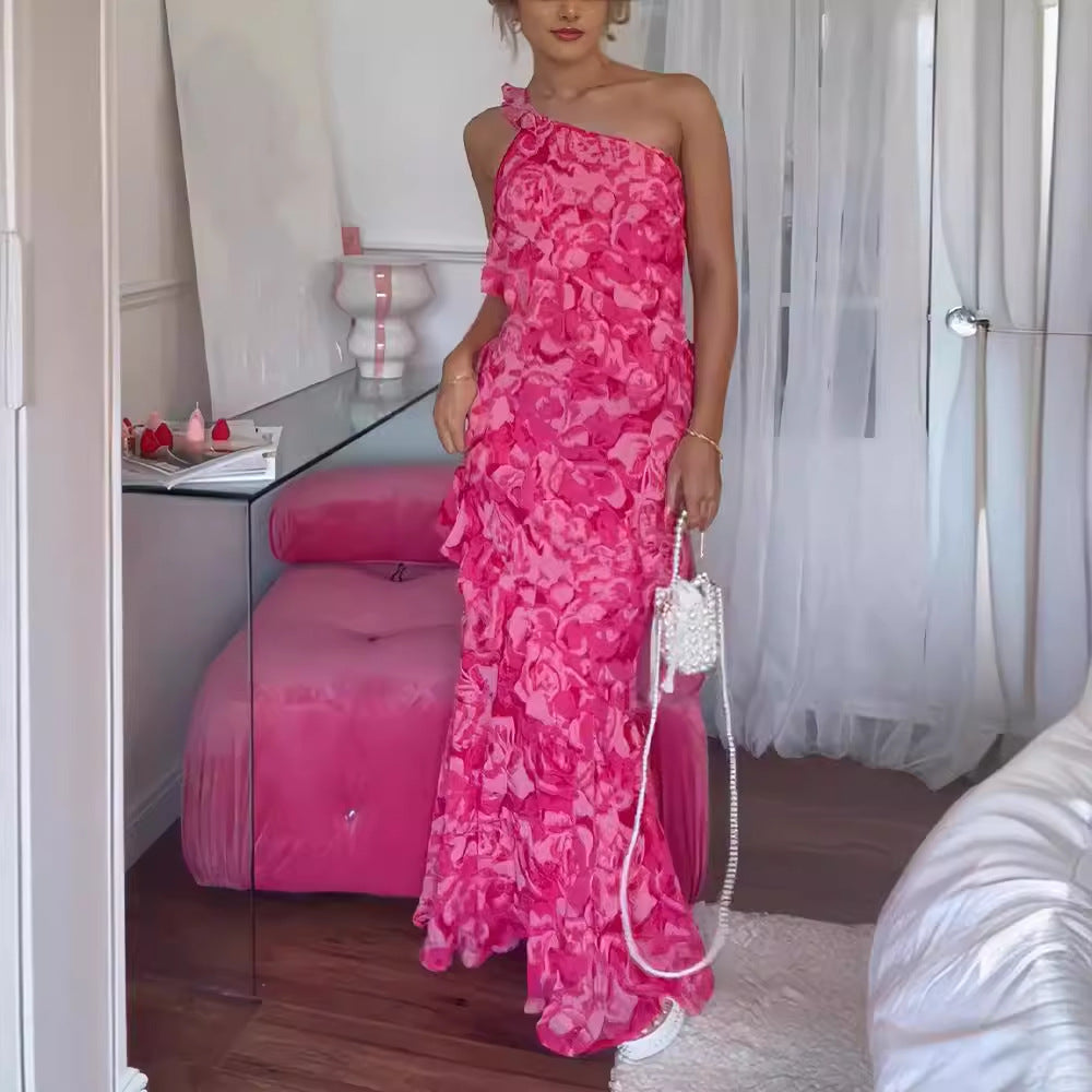 Dam A-linje Klänning Chiffong Lång Ärmlös Elegant-2