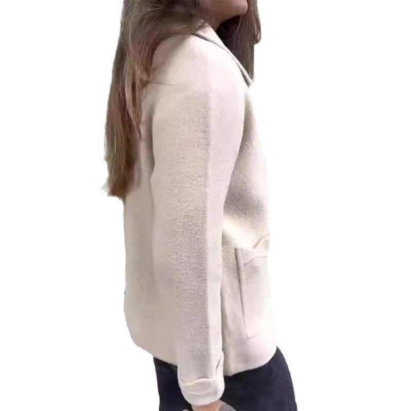 Kvinnors Kappa Löst Snitt Polyester med Reverskrage och Dragkedja-6