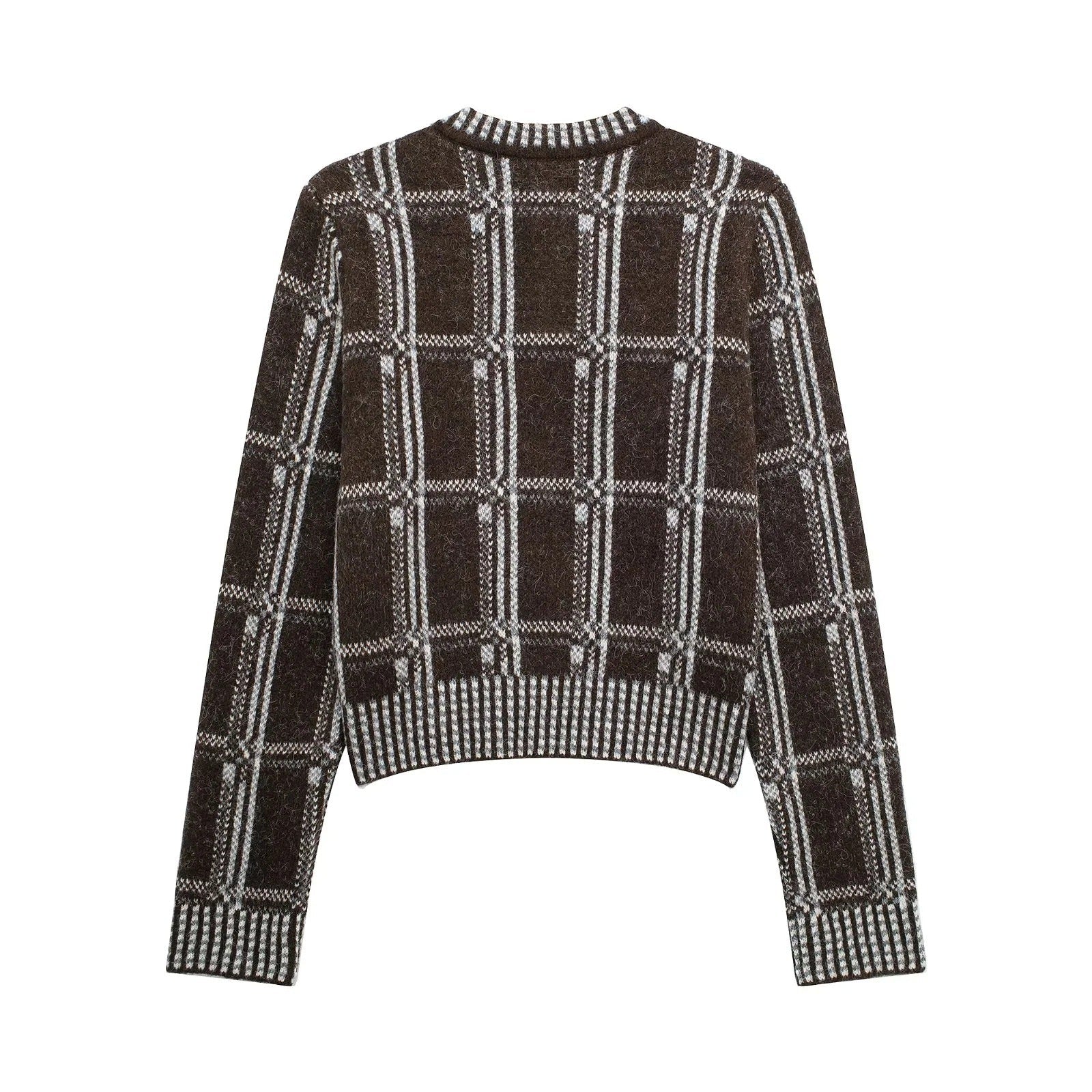 Kvinnors Cardigan Elegant Kontrollmönster Bomullsmix 2