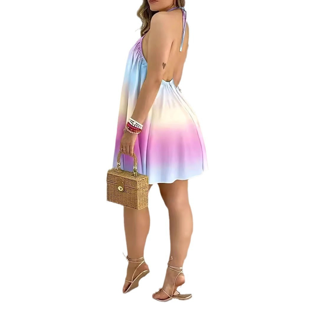 Kvinna A-Line Kjol Spaghetti Bärare Mjuk Tyg-5