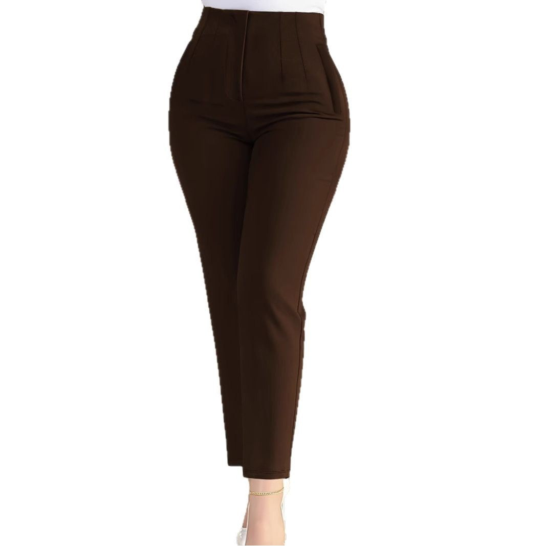 Dam Kostymbyxor Högmidjade med Eleganta Detaljer Elastiskt Tyg-5