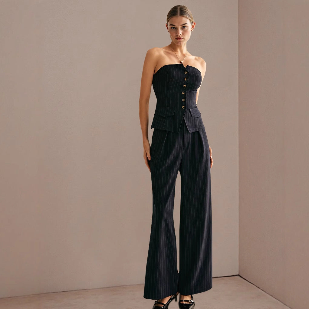 Kvinnor Blazer Topp Skräddarsydd Lätt Tyg Stripmönster 2