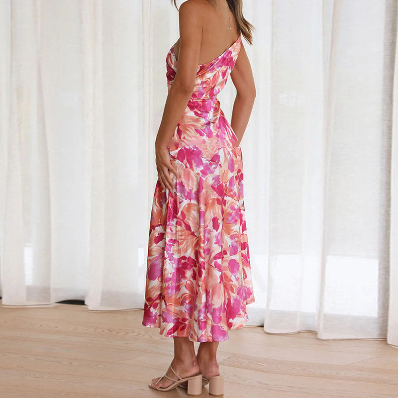 Asymmetrisk Damklänning En Axel i Lätt Andningsbart Tyg – Elegant Loose Fit för Sommarfest och Avslappnade Dagar 3