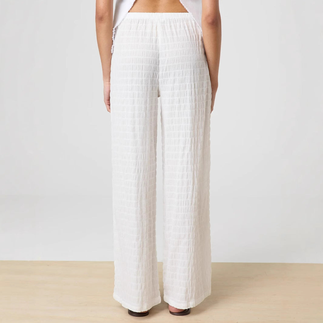 Dam Bredbenade Byxor Elastisk Lätt Material-2