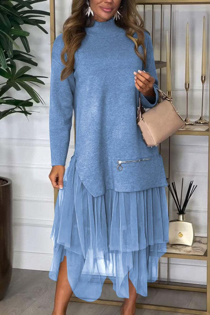 Variant image for Fina Dam Klänningar Set med Mesh Detaljer Hög Krage Polyester Spandex-7