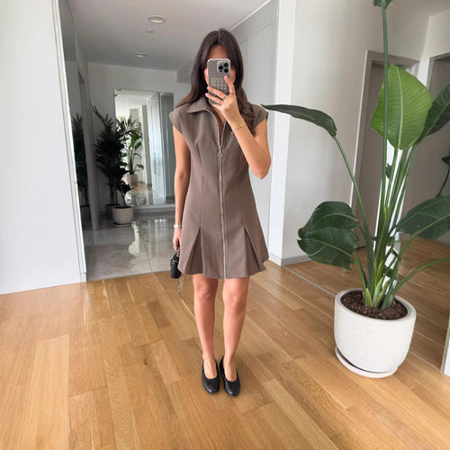 Kort A-linje Klänning Dam med Dragkedja – Kort Svart Sommarklänning i Polyester 1