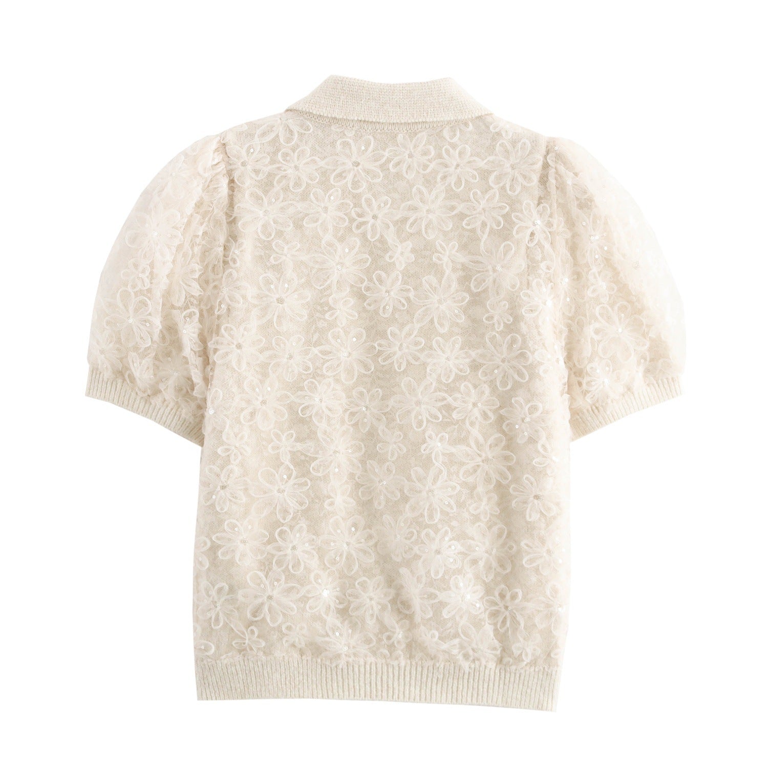 Vit Dam Blus med Puffärmar och Klassisk Krage i Högkvalitativt Material 2
