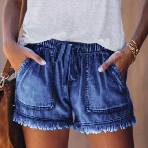 Kvinnors Denim Shorts Avslappnad Stil Denim-3