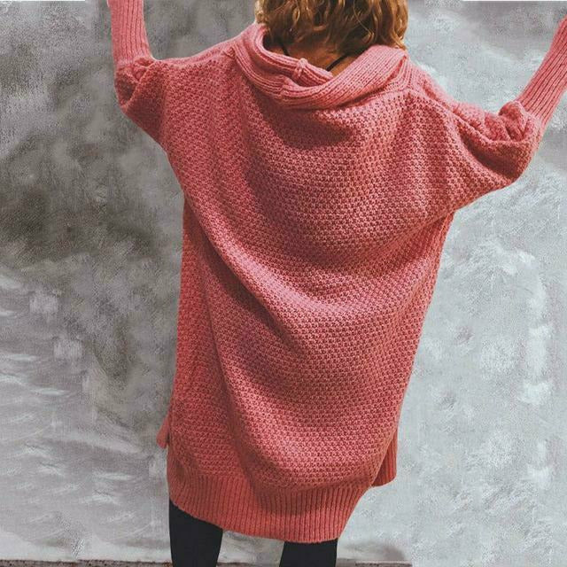 Lång Kofta Dam Enfärgad Bomull Polyester Cardigan-3