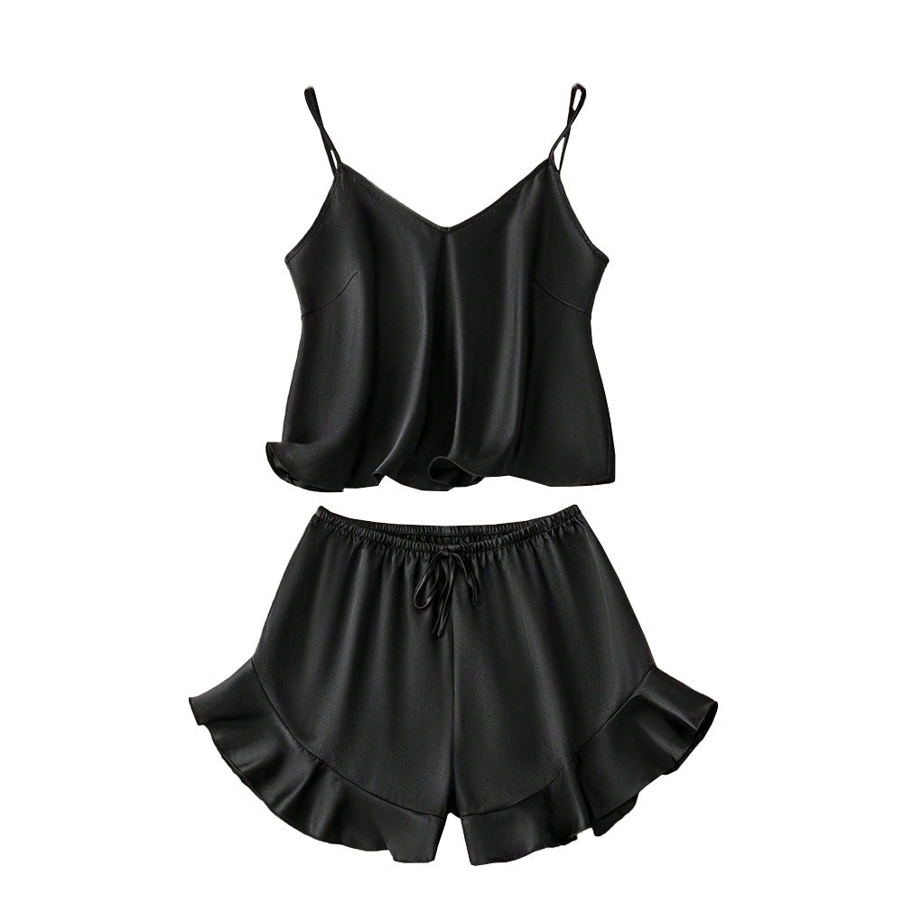 Dam Pyjamas Set med Volanger och Shorts i Mjuk Bomull 4