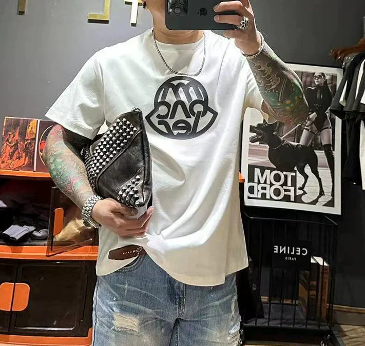 Herr T-shirt Kortärmad Rundhals i Is Silke och Bomull - Kvalitets Tränings T-shirt 2