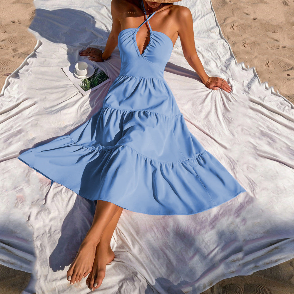 Dam Klänning Smal Passform V-ringad Lång Polyester-5