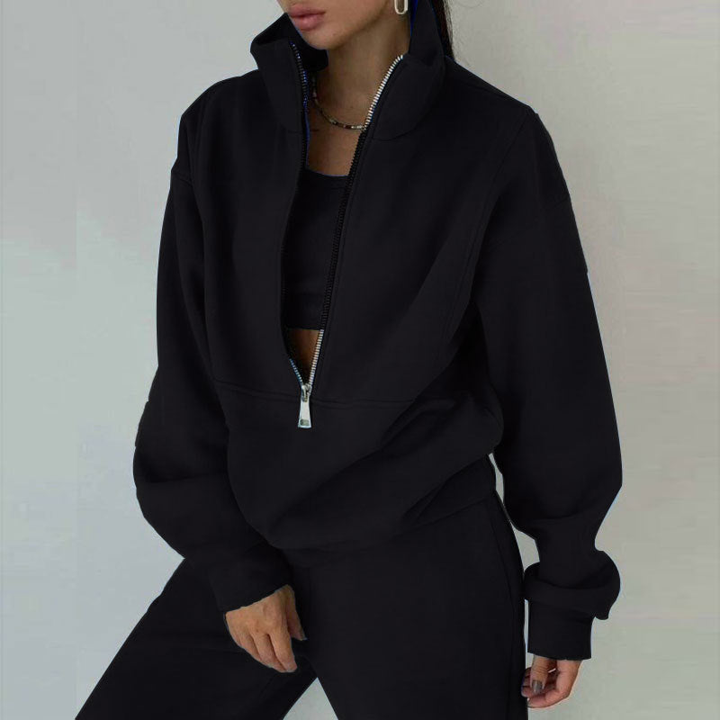 Variant image for Kvinnors Sport Set Fleece med Långa Ärmar och Dragkedja-19