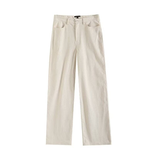 Snygga Byxor Dam Raka Ben Avslappnad Bomull-1